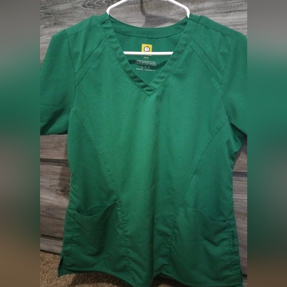Green V-Neck Scrub Top